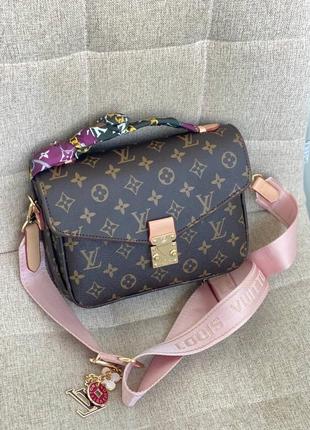 Женская сумка в стиле lv  pochette metis pink. женская сумочка с длинной ручкой