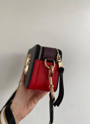 Женская сумка в стиле marc jacobs black red. женская сумочка с длинной ручкой6 фото