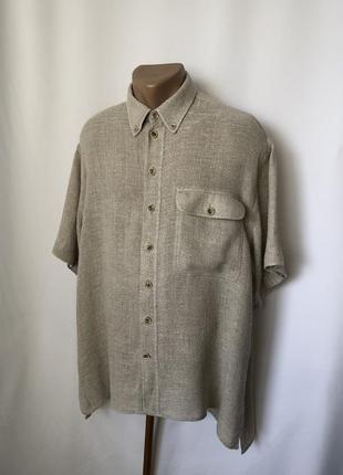 Винтаж лён тенниска светло коричневая беж