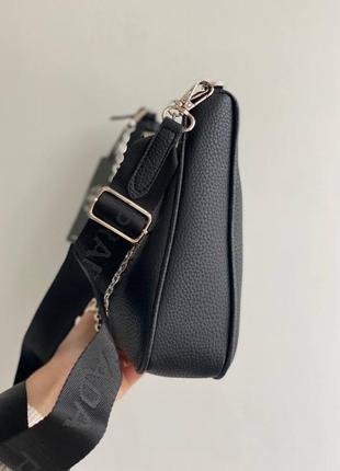Женская сумка в стиле prada re-edition black leather.женская сумочка с длинной ручкой6 фото