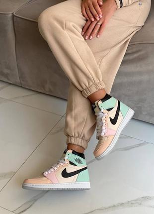 Nike air jordan 1 retro marshmallow high новинка женские кроссовки найк джордан цветные весна лето осень демісезонні жіночі кольорові кросівки
