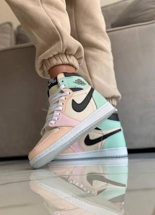 Nike air jordan 1 retro marshmallow high новинка женские кроссовки найк демисезонные джорданы весна літо осінь демісезон жіночі кольорові кросівки