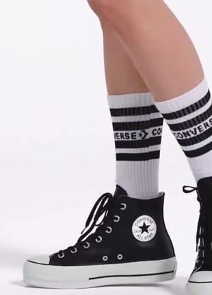 Кеді converse all star на платформі шкіряні