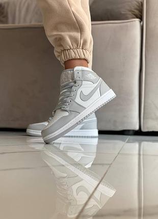 Nike air jordan 1 high grey жіночі кросівки найк джордан сірі