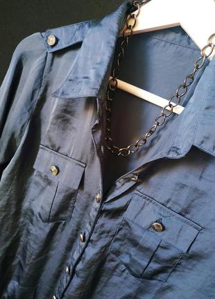 Шелковая укороченная рубашка пиджачного типа в стиле милитари с металлическими пуговицами блузка блуза шелк эксклюзивная ручная работа6 фото