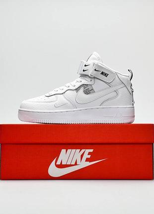 Nike air force 1 high utility all white, кроссовки женские найк форс, жіночі високі кросівки найк, женские белые кроссовки найк10 фото