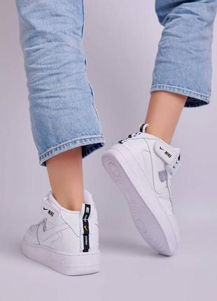 Nike air force 1 high utility all white, кроссовки женские найк форс, жіночі високі кросівки найк, женские белые кроссовки найк3 фото