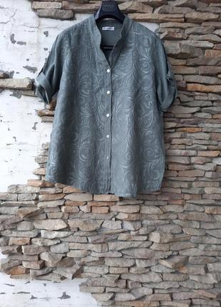 Шикарная 💯 % льняная с вышивкой рубашка 👕 большого размера