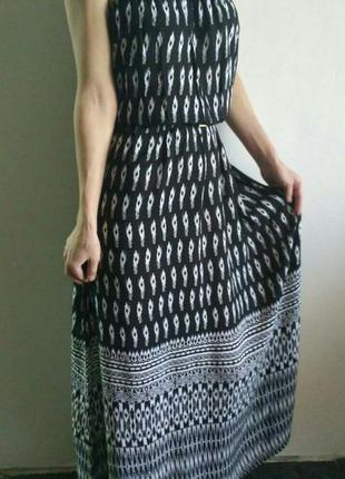 Красивый летний сарафан new look, длинное черное платье макси в пол1 фото