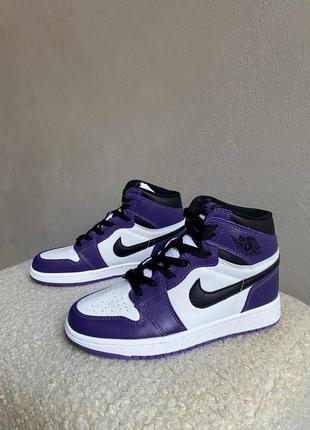 Nike jordan 1 retro purple фіолетові демісезонні кросівки найк джордан унісекс жіночі чоловічі весна літо осінь фіолетові кросівки