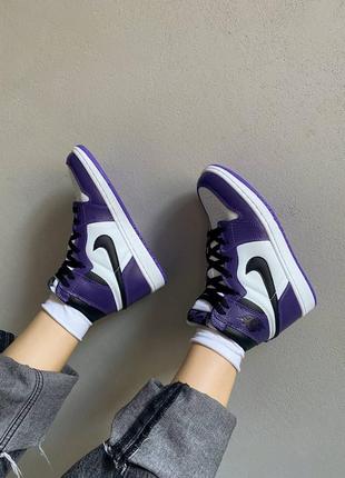 Nike jordan 1 retro purple фіолетові кросівки найк джордан унісекс жіночі чоловічі весна літо осінь фіолетові кросівки демісезон новинка