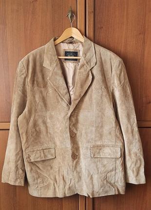 Винтажный кожаный мужской пиджак