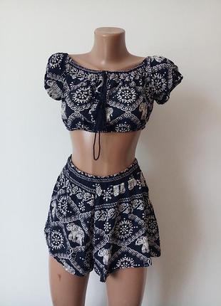Костюм топ шорті бохо слоні етніка