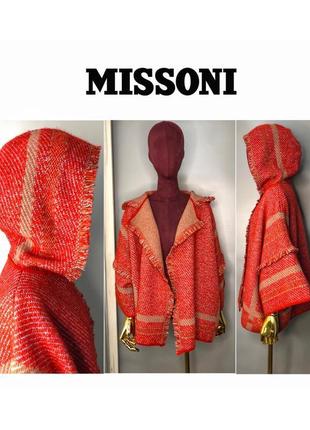 В'язана вовняна накидка пончо з капюшоном пальто оверсайз люкс болеро missoni rundholz шерсть
