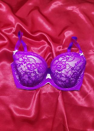 Розовый фиолетовый яркий кружевной сексуальный бюстгальтер лифчик с мягкими паролоновыми чашками без пушапа с косточками большого размера чашка g e f1 фото