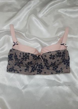 Чёрный чорний розовый пудровый кружевной гладкий винтажный бюстгальтер лифчик с паролоновыми чашками без пушапа чашка с д в цветочный принт анжелика