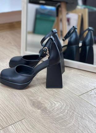Эксклюзивные туфли на платформе и каблуке женские из натуральной итальянской кожи