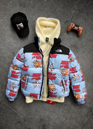 Чоловіча зимова куртка пуховик том і джері тнф/the north face/tnf преміум'якість хіт сізона
