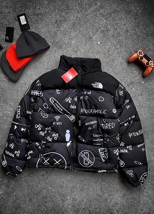Зимняя куртка пуховик черная с принтом тнф/the north face/tnf премиум качество хит сизона