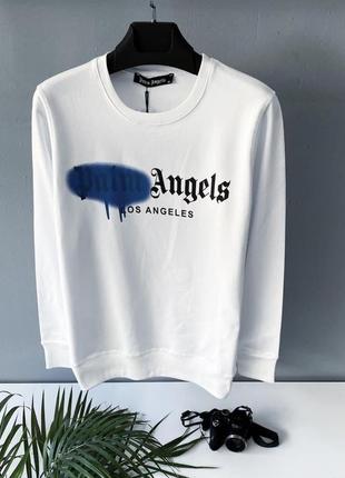 Мужской белый свитшот с надписью palm angels  мужская модная кофта отличного качества1 фото