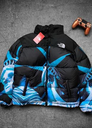 Зимняя куртка пуховик черная с принтом тнф/the north face/tnf премиум качество хит сизона