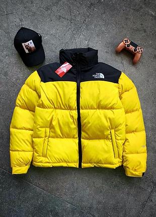 Мужская зимняя желтая куртка пуховик тнф/the north face/tnf премиум качество хит сизона