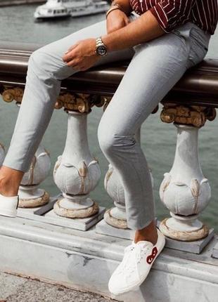 Мужские светло серые брюки модные классические штана на парня отличное качество3 фото