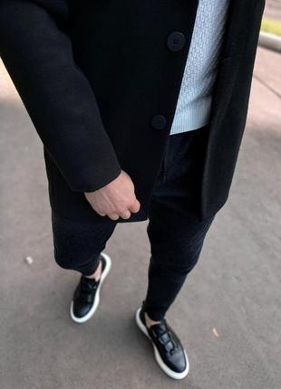 Чоловіче довге пальто чорного кольору демісізонне повсякденне пальто чудової якості3 фото
