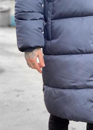 Чоловіча зимова довга сіра куртка пуховик оверсайс чоловічий пуховик відмінної якості5 фото