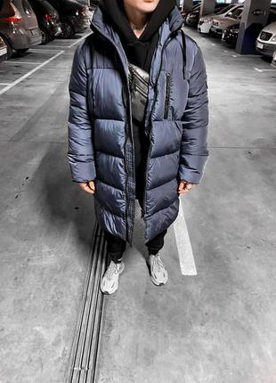Чоловіча зимова довга сіра куртка пуховик оверсайс чоловічий пуховик відмінної якості3 фото