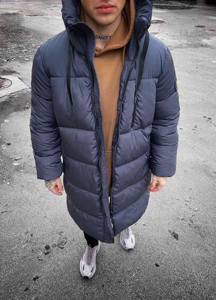 Чоловіча зимова довга сіра куртка пуховик оверсайс чоловічий пуховик відмінної якості7 фото