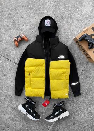 Чоловіча весняна жилетка тнф утепленая безрукавкатһе north face/tnf жовта з чорним преміум якість хіт сизона