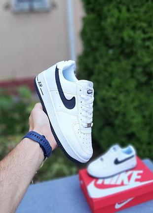 Женские летние низкие кроссовки nike air force 1 белые с чёрным летние кросовки найк аир форс 1 для девушки
