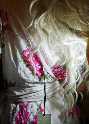 Платье коттон хлопок сарафан миди расклешенное в принт цветы розы anmol6 фото