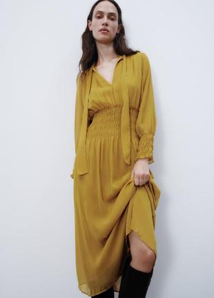 Сукня з бантом і еластичним поясом zara