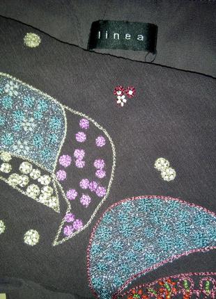 Шелковый цвета черного шоколада сарафан с лифом в стиле ампир и вышивкой по подолу5 фото