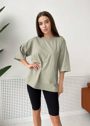 Женская однотонная футболка оверсайз2 фото