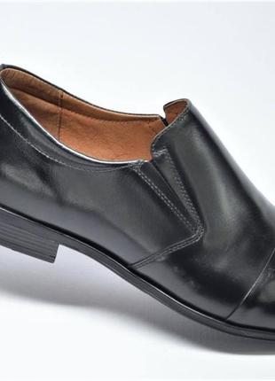 Чоловічі класичні шкіряні туфлі на резинці чорні l-style 13201 фото