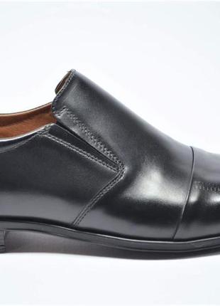 Чоловічі класичні шкіряні туфлі на резинці чорні l-style 13205 фото