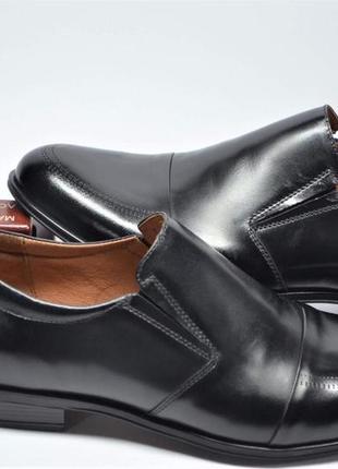 Чоловічі класичні шкіряні туфлі на резинці чорні l-style 13203 фото