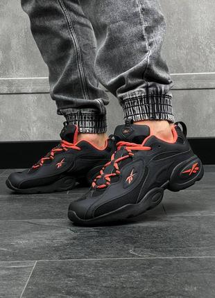 Reebok dmx black orange, чоловічі стильні кросівки рібок, кросівки рібок чоловічі