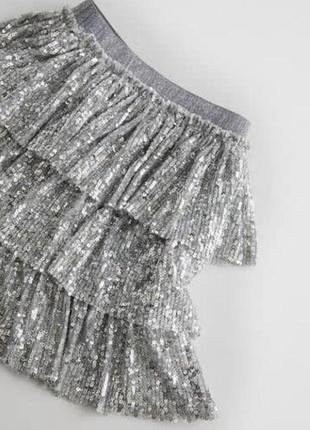 Шикарная юбка zara с паетками для девочки