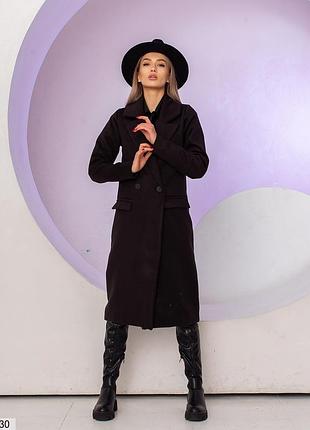 Пальто кашемир черное длинное демисезонное