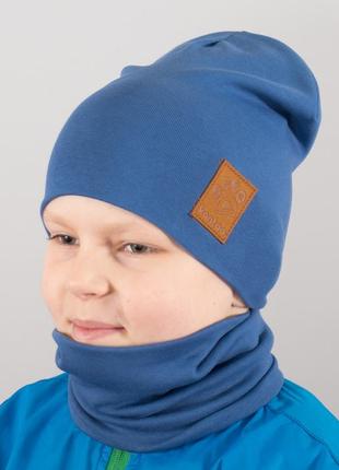Дитяча шапка з хомутом канта "лапка" розмір 48-52 синій (oc-132)