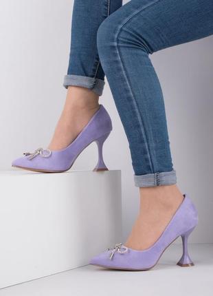 Женские лиловые туфли3 фото