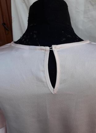 Стильная креп шифоновая пудровая блуза блузка рукав волан new look, 8 размер.3 фото