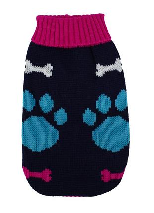 Свитер для собак taotaopets 357704 лапки и косточки dark blue l кофта