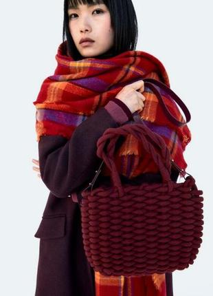 Стильна плетена сумка марсала zara3 фото