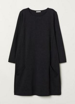 Вільне трикотажне чорне плаття з кишенями h&m2 фото