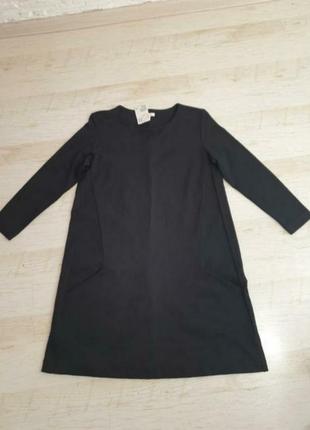 Вільне трикотажне чорне плаття з кишенями h&m3 фото